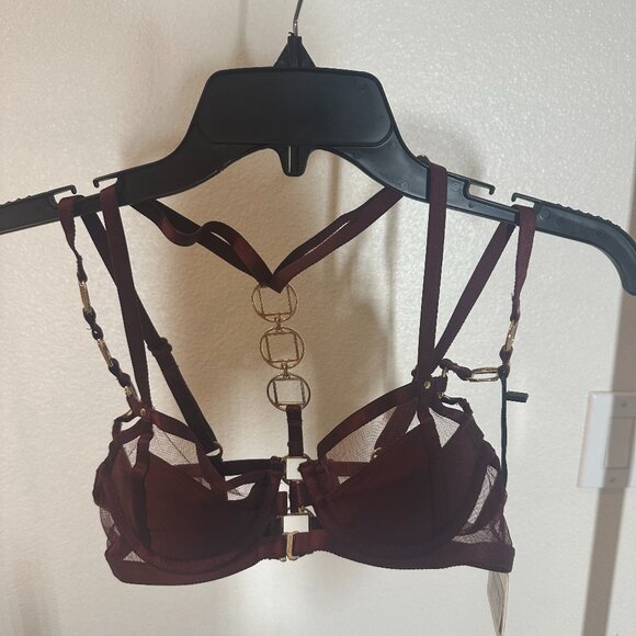 Honey Birdette Jowal Port Wine Gold Collection Bra Size 32B